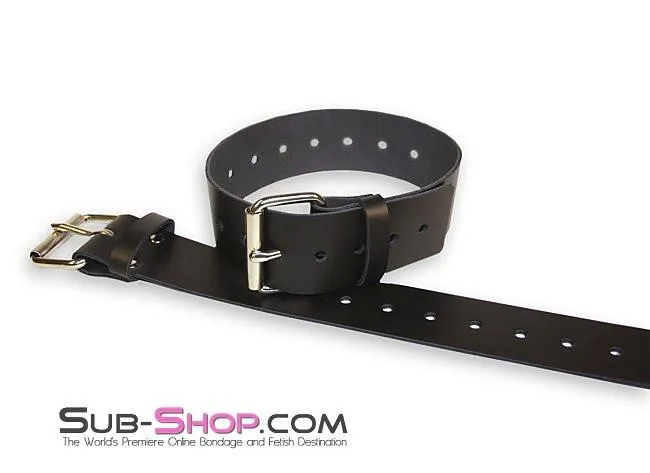 1743A-BLK      2" Wide Buckling Bondage Strap, Black Leather - 4 Sizes!