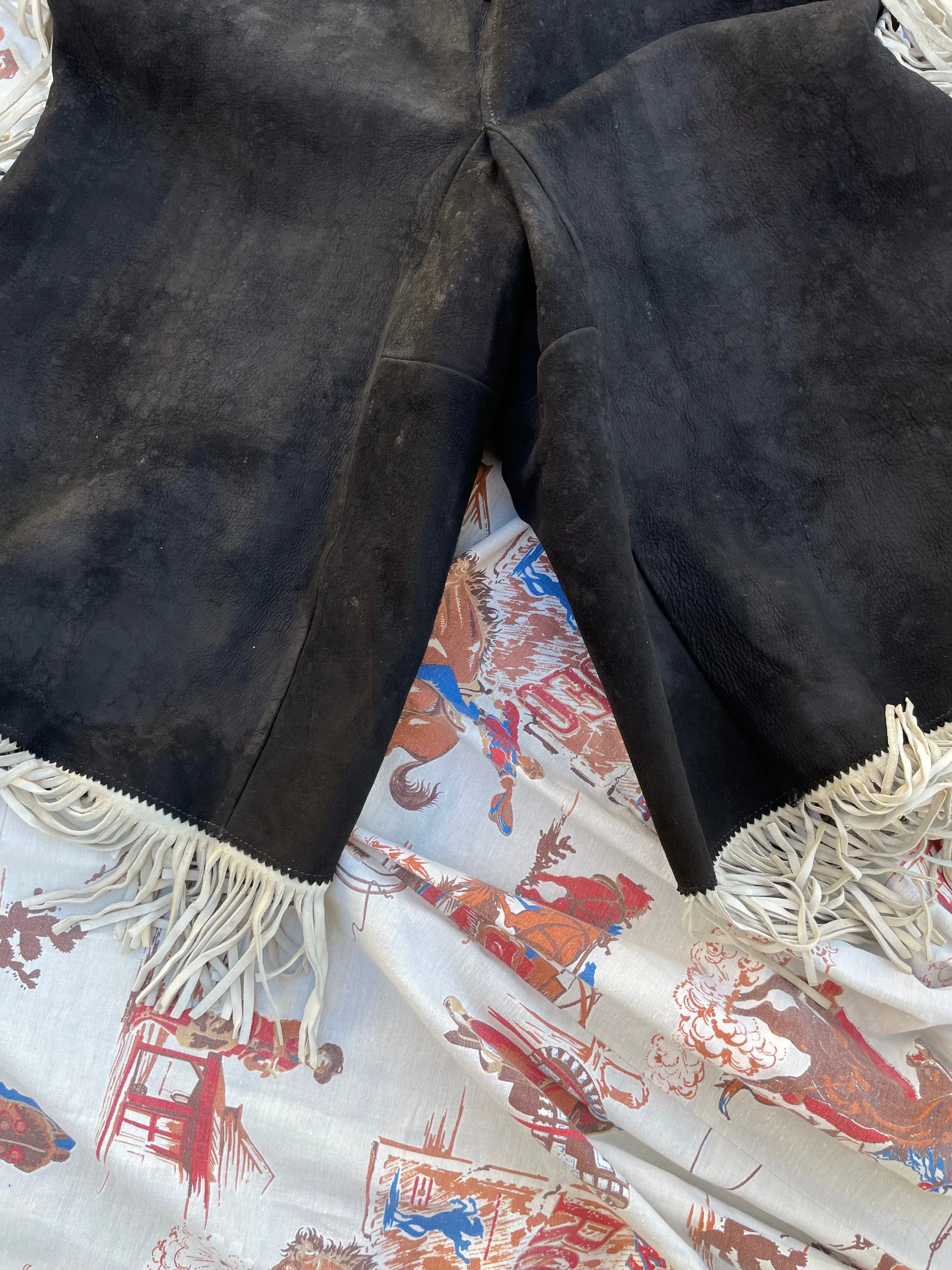 1940s Suede Lace Up Cowgirl Split Skirt Ensemble