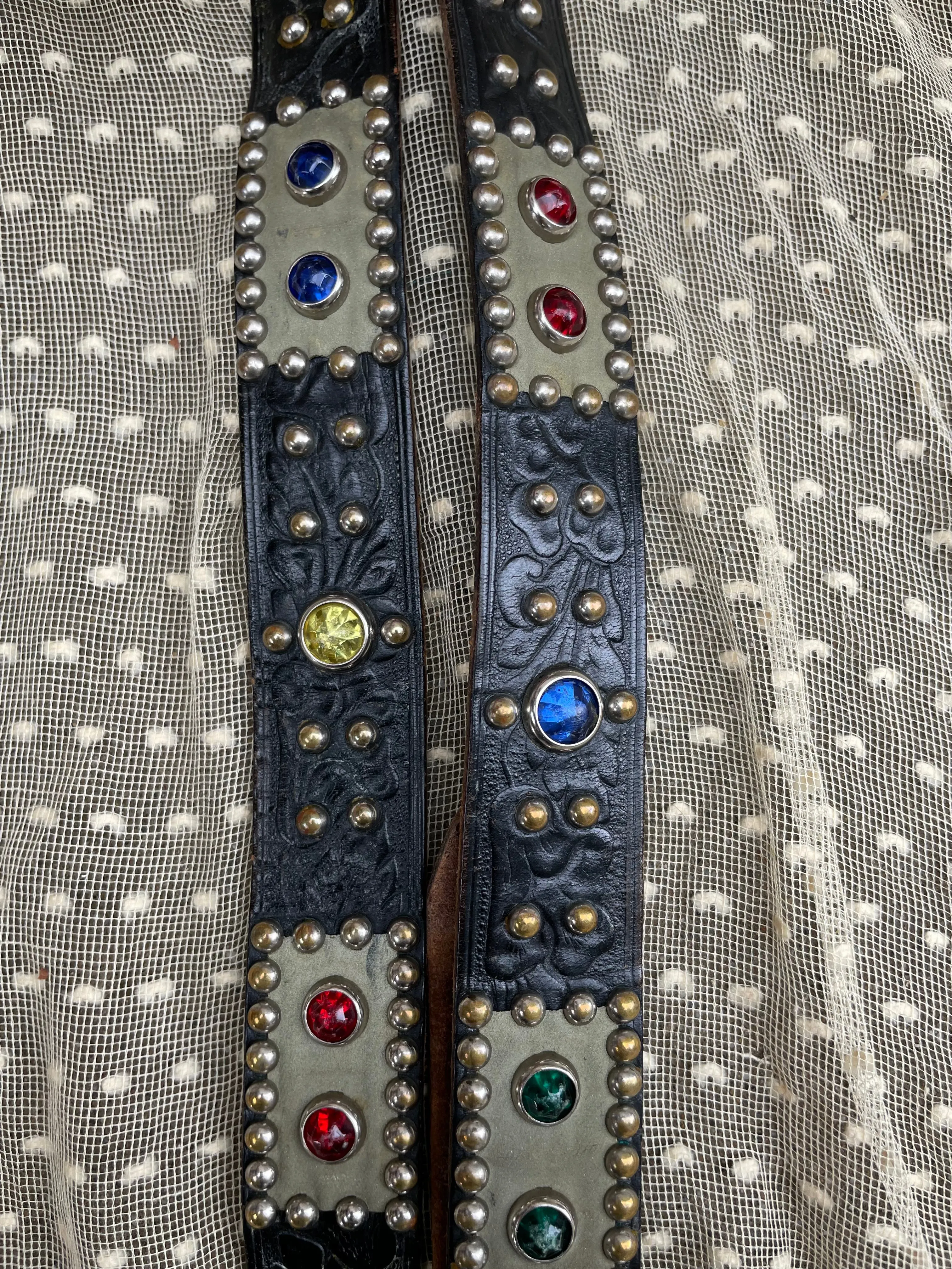 1940s/50s Studded Western Belt With Jewel Cowboy Buckle
