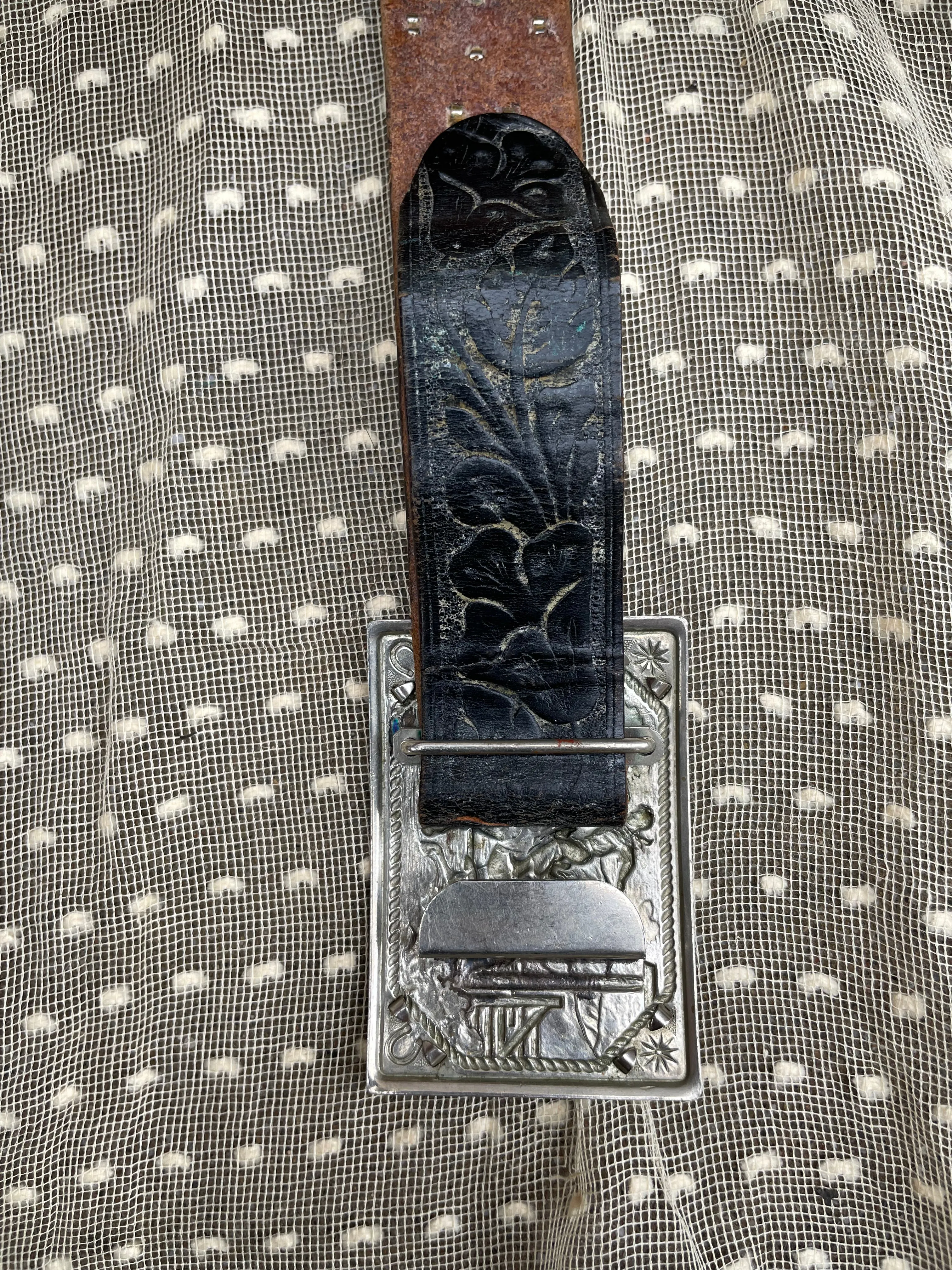 1940s/50s Studded Western Belt With Jewel Cowboy Buckle