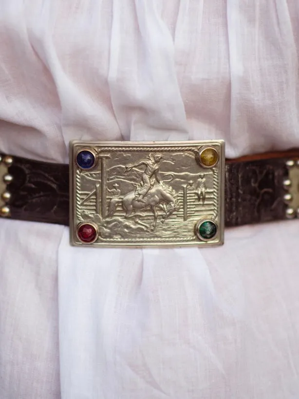 1940s/50s Studded Western Belt With Jewel Cowboy Buckle