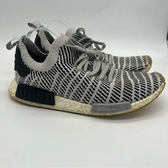 Adidas Mens NMD R1 STLT Primeknit Sneakers Black Gray Lace Up Shoes Size 13