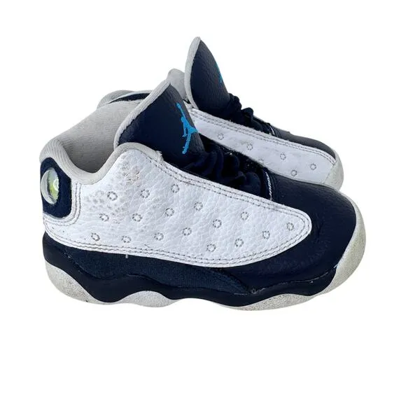 Air Jordan‎ 13 Retro 'Obsidian' Kids Size 8C White Leather Lace Up DJ3004-144