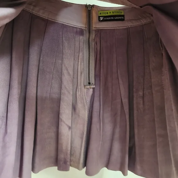 Alice Olivia Lambskin pleated mini skirt
