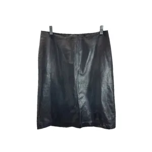 Ann Taylor Genuine Leather Black Pencil Skirt Women's Size 10 Classic EUC