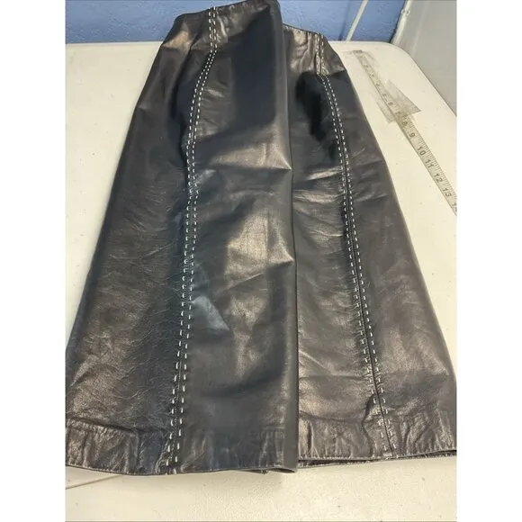 Ann Taylor Genuine Leather Black Pencil Skirt Women's Size 10 Classic EUC