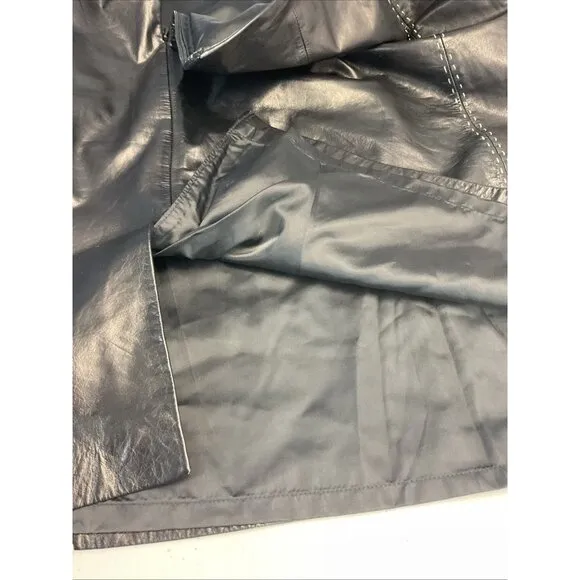 Ann Taylor Genuine Leather Black Pencil Skirt Women's Size 10 Classic EUC