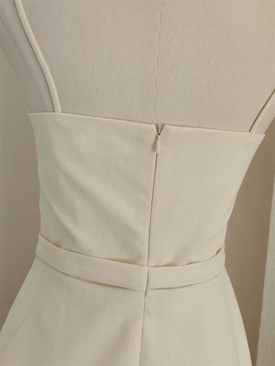 Apricot Embroidered Spaghetti Strap Vintage Dress