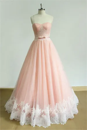 Ball Gown Puffy Blush Pink Prom Dress Lace Tulle Ball Gown Sweet 16 Dress Evening Formal Blush Wedding Dress