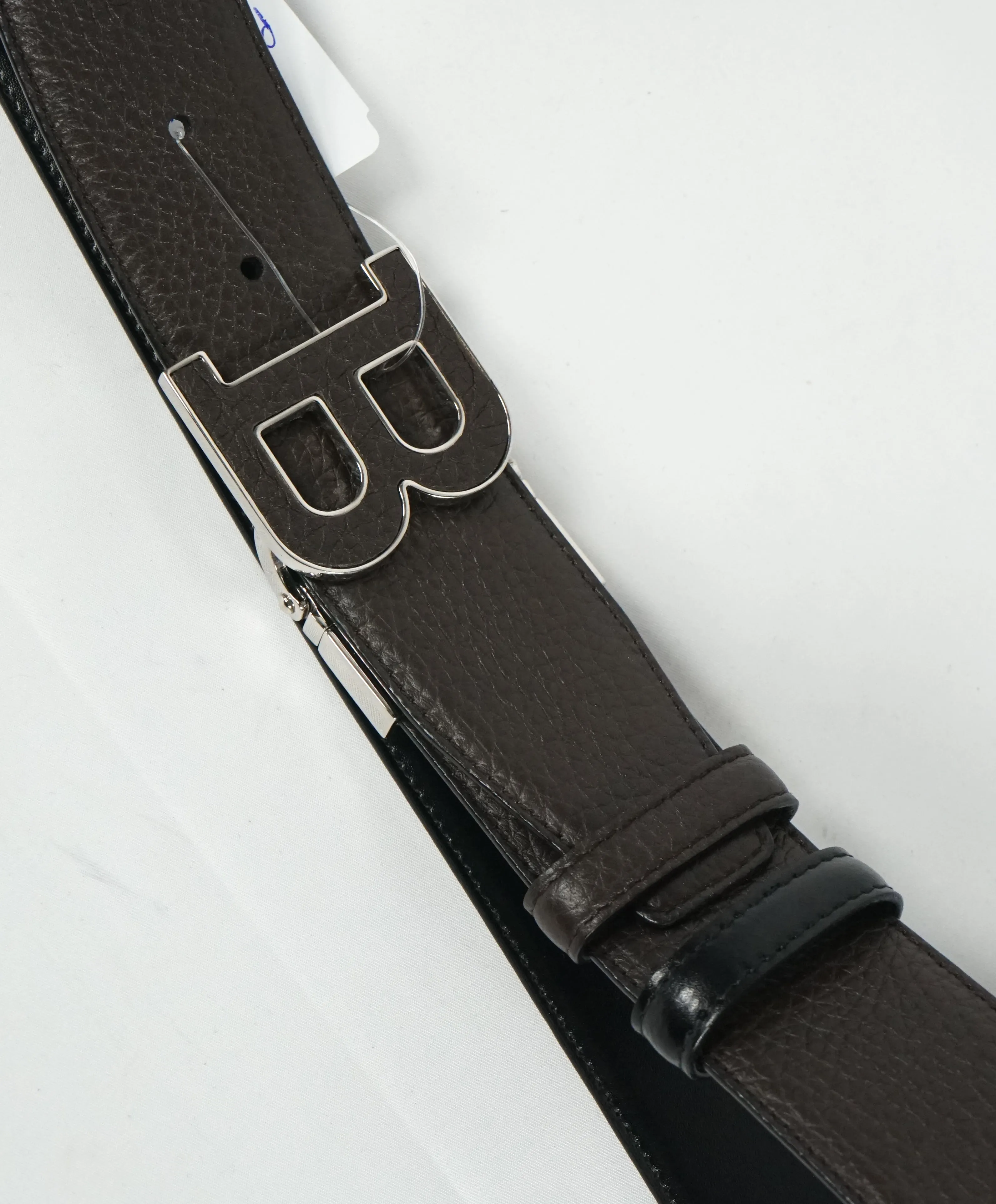 BALLY - "B" Buckle Pebbled Leather Inlay Reversible Belt -  38W