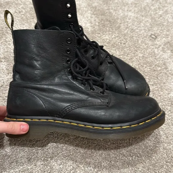 Black Leather Lace-Up Boots