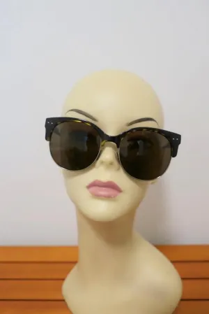 Bottega Veneta Studded Clubmaster Sunglasses BV0059SK Tortoiseshell/Silver