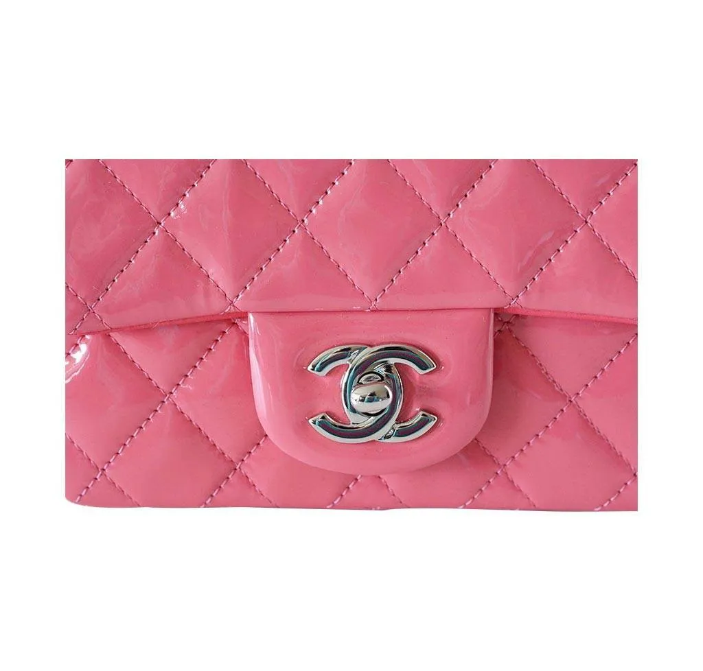 Chanel Pink Patent Leather Mini Square Flap Bag