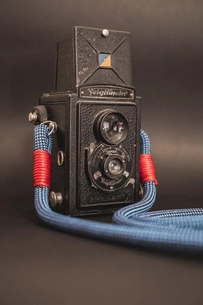 Checkered Blue/Black Camera Strap