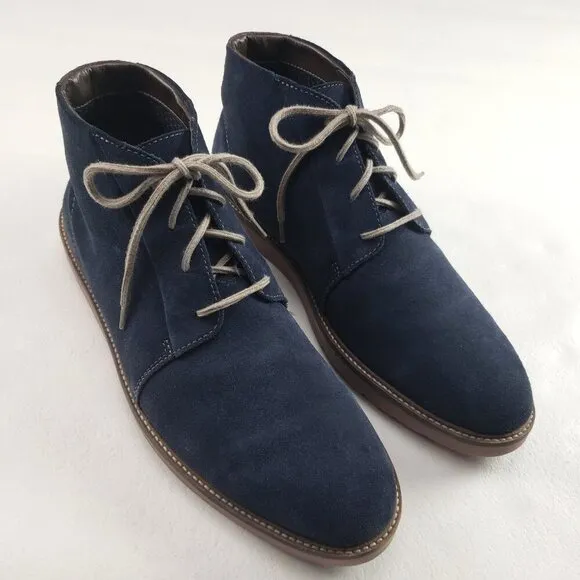 Clarks Grandin Suede Chukka Boot Mens 13 Blue Lace Up Leather Mid Ankle
