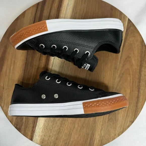 Converse All Star Chuck Taylor Leather Sneaker Junior US Size 2 Black 661868C
