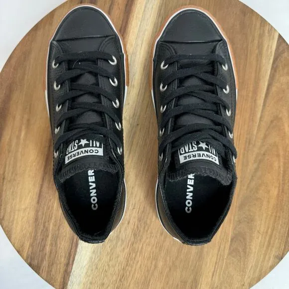 Converse All Star Chuck Taylor Leather Sneaker Junior US Size 2 Black 661868C
