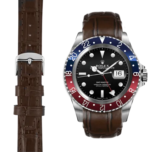 Curved End Leather Strap for Rolex GMT 1675 & 16750 with Tang Buckle