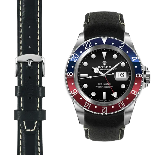 Curved End Leather Strap for Rolex GMT 1675 & 16750 with Tang Buckle