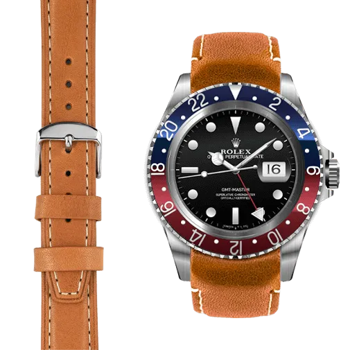 Curved End Leather Strap for Rolex GMT 1675 & 16750 with Tang Buckle