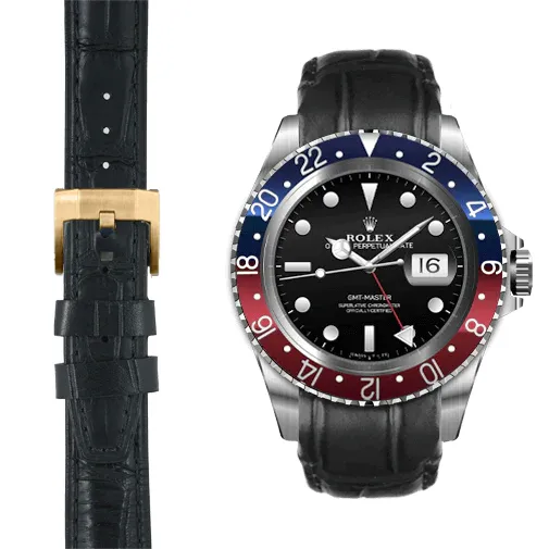 Curved End Leather Strap for Rolex GMT 1675 & 16750 with Tang Buckle