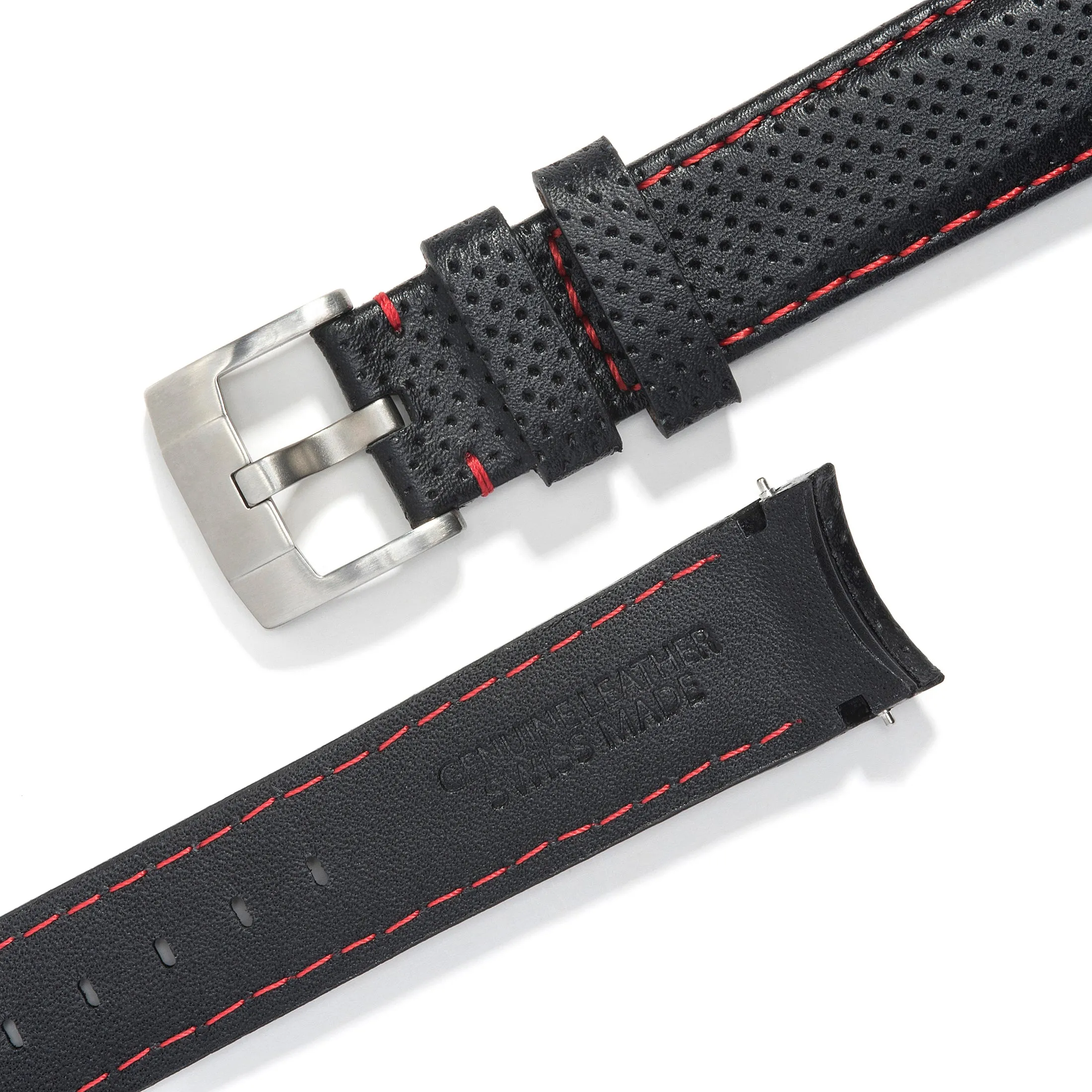 Curved End Racing Leather Strap for Rolex Sea-Dweller with Tang Buckle