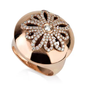 Decorative diamond pave Fern statement ring