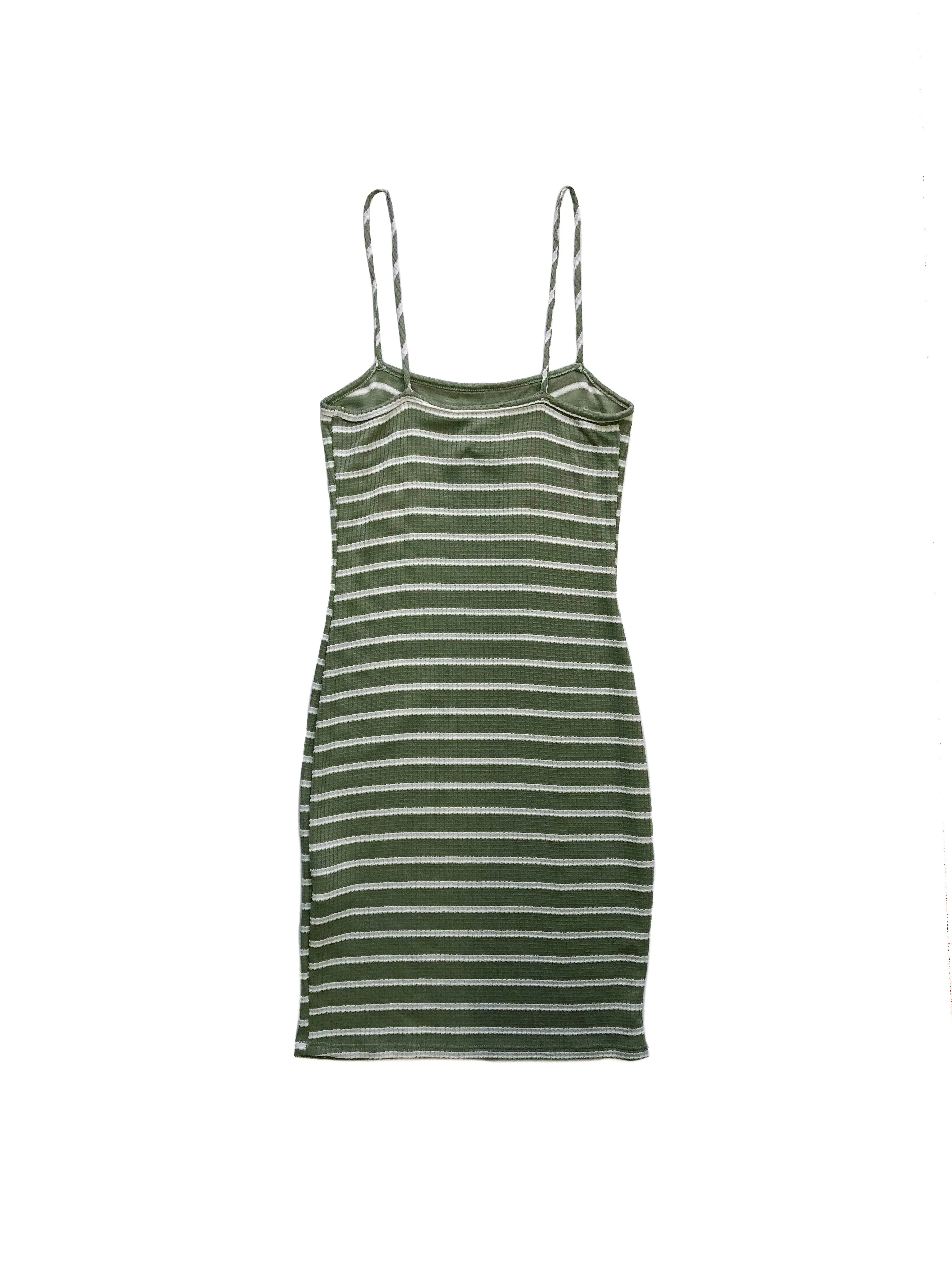 Diana Ribbed Stripe Mini Dress - Green/White