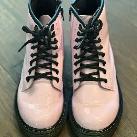 Dr. Martens Junior 1460 Pink Patent Leather Lace Up Boots