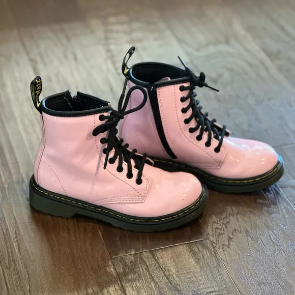 Dr. Martens Junior 1460 Pink Patent Leather Lace Up Boots