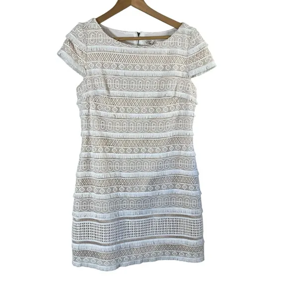 ELIZA J Cap Sleeve White Lace Mini Dress