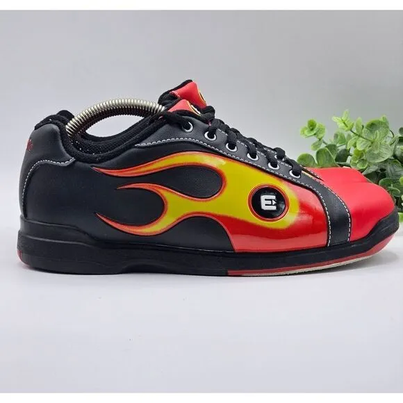 ETONIC Bowling Shoes Mens 7M Red Orange Yellow Flames Perfect Slide Lace Up Rare