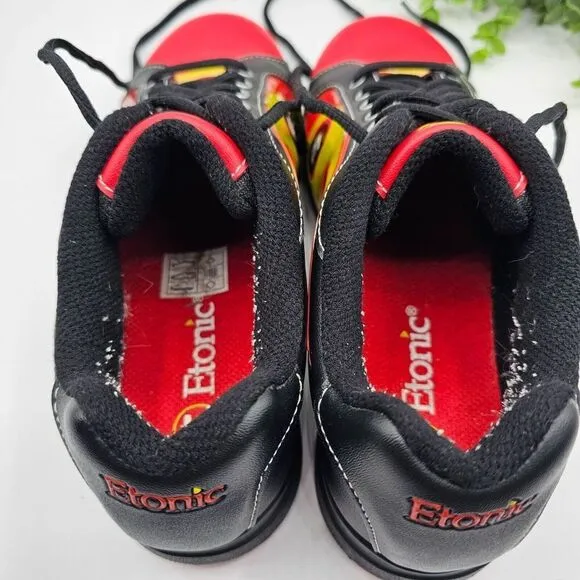 ETONIC Bowling Shoes Mens 7M Red Orange Yellow Flames Perfect Slide Lace Up Rare