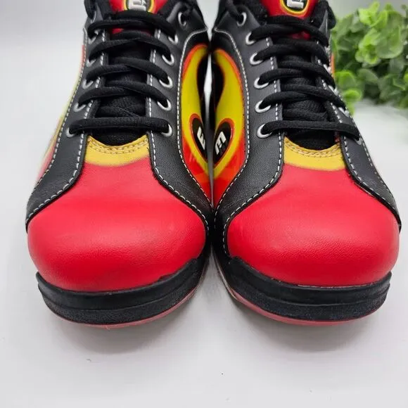 ETONIC Bowling Shoes Mens 7M Red Orange Yellow Flames Perfect Slide Lace Up Rare