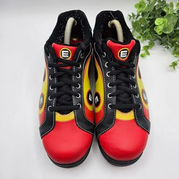 ETONIC Bowling Shoes Mens 7M Red Orange Yellow Flames Perfect Slide Lace Up Rare