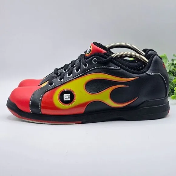 ETONIC Bowling Shoes Mens 7M Red Orange Yellow Flames Perfect Slide Lace Up Rare