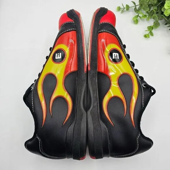 ETONIC Bowling Shoes Mens 7M Red Orange Yellow Flames Perfect Slide Lace Up Rare