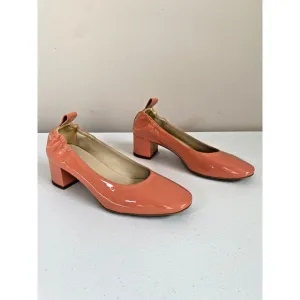 Everlane Italian Coral Patent Leather Day Shoe Block Heel Pump Womens 6.5
