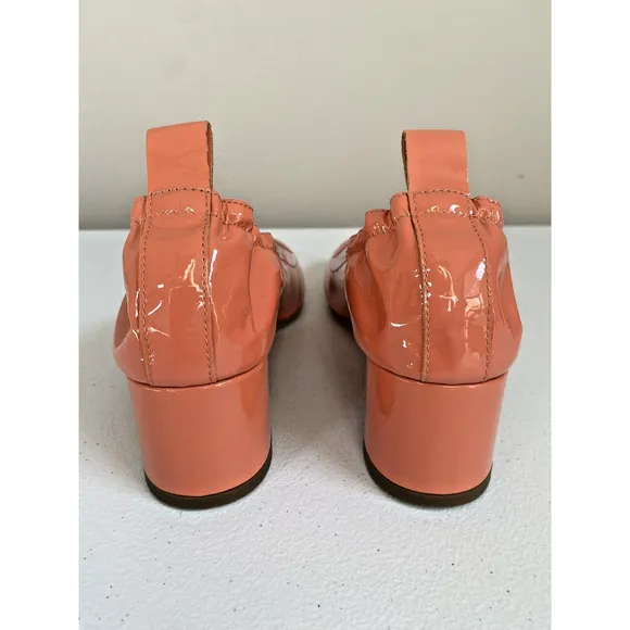 Everlane Italian Coral Patent Leather Day Shoe Block Heel Pump Womens 6.5