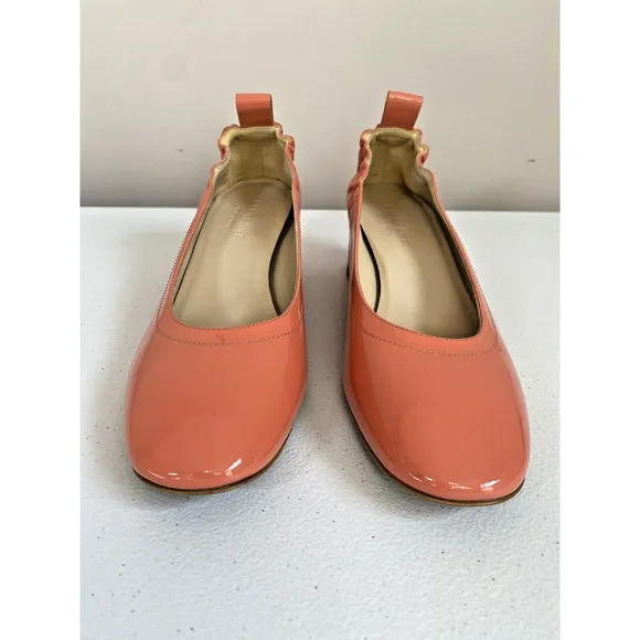 Everlane Italian Coral Patent Leather Day Shoe Block Heel Pump Womens 6.5