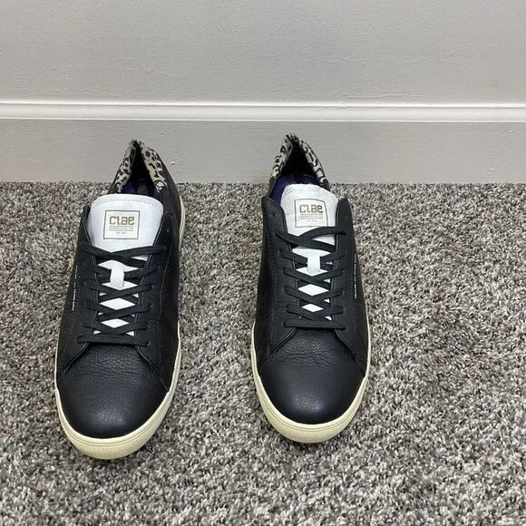 FEATURE X CLAE BRADLEY SAFARI Black Leather Sneakers Lace Up Mens Size 13