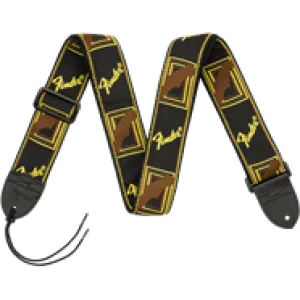 Fender® 2" Monogrammed Strap, Black/Yellow/Brown