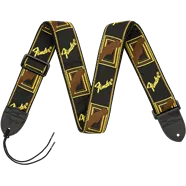 Fender® 2" Monogrammed Strap, Black/Yellow/Brown