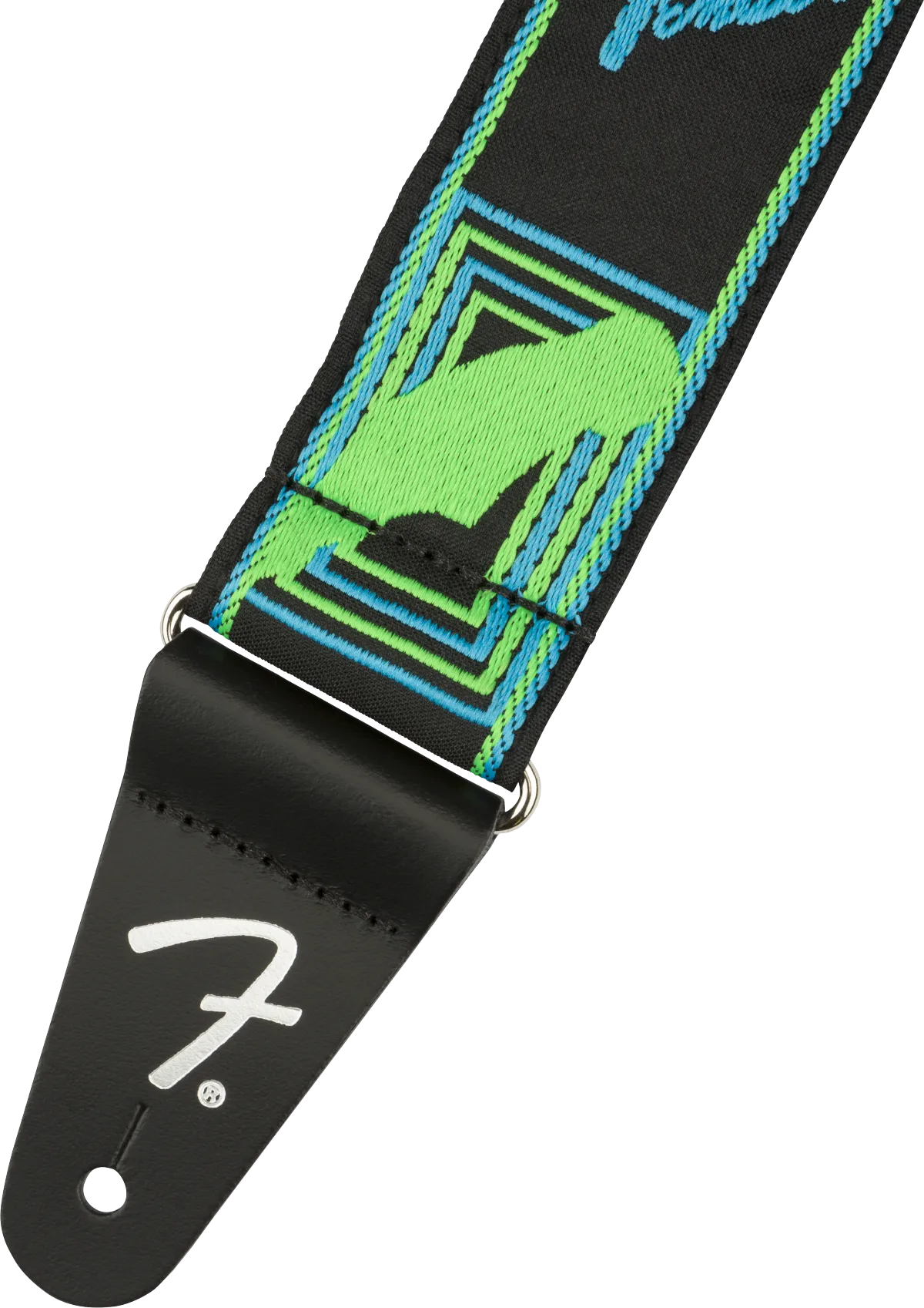 Fender Neon Monogrammed Strap, Blue and Green, 2"