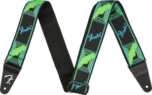 Fender Neon Monogrammed Strap, Blue and Green, 2"