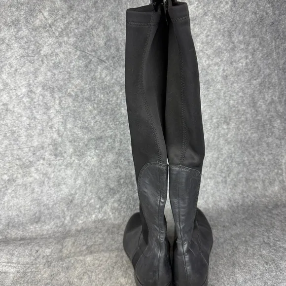 Franco Sarto Leather Elastic Over The Knee Flat Boots Sz 7 M Black