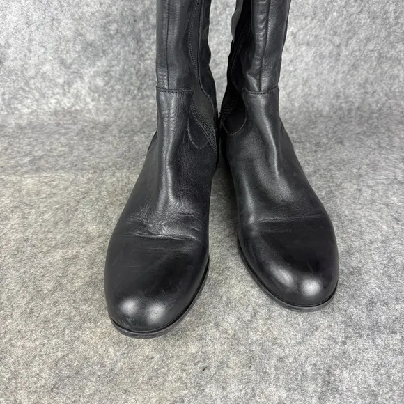 Franco Sarto Leather Elastic Over The Knee Flat Boots Sz 7 M Black