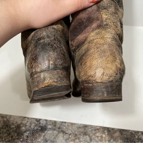 Frye Heavily Distressed Brown Knee High Boots