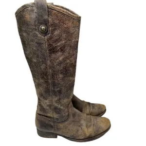 Frye Heavily Distressed Brown Knee High Boots