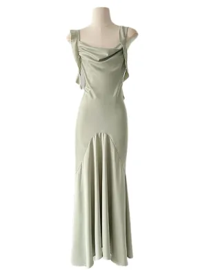 Green Spaghetti Strap Ruffles Bodycon Dress Sexy Gown Party Dress